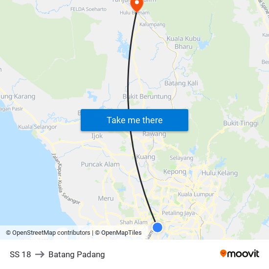 SS 18 to Batang Padang map