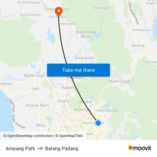 Ampang Park to Batang Padang map