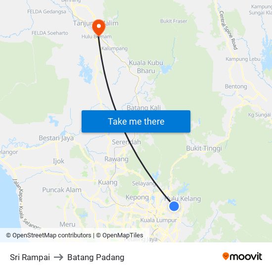 Sri Rampai to Batang Padang map