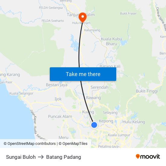 Sungai Buloh to Batang Padang map