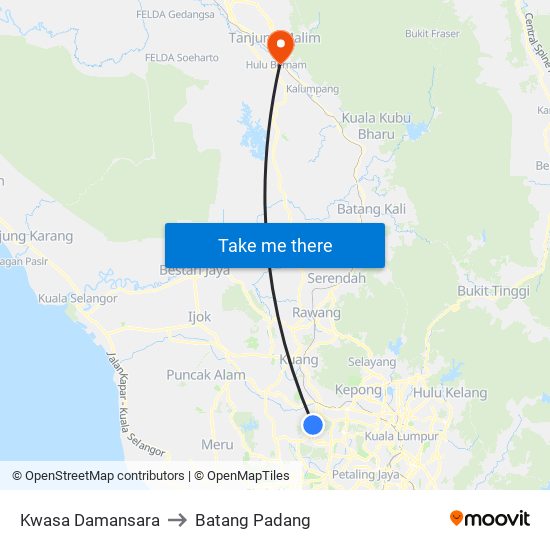 Kwasa Damansara to Batang Padang map