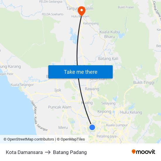 Kota Damansara to Batang Padang map
