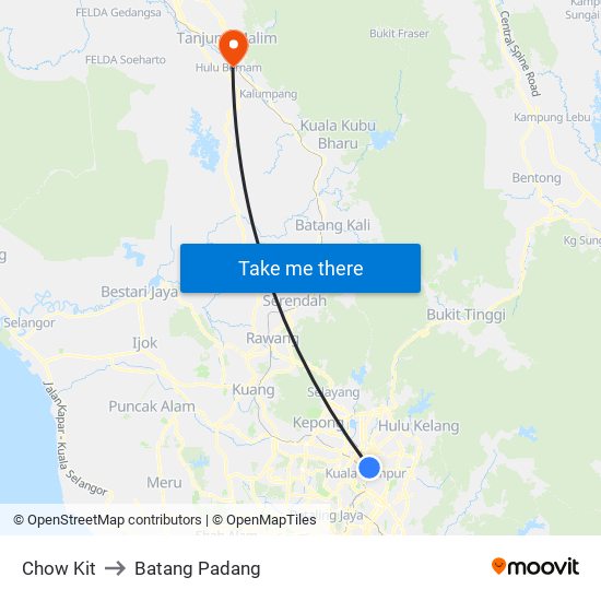 Chow Kit to Batang Padang map