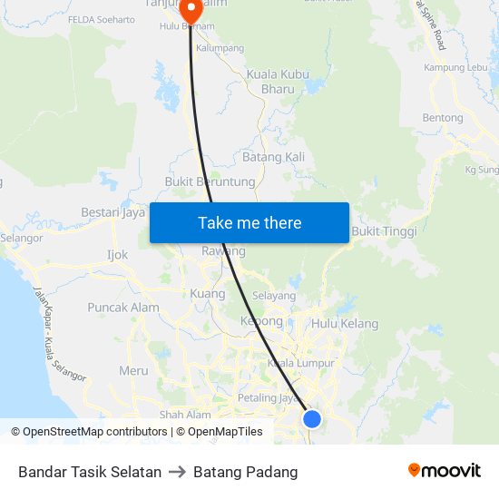 Bandar Tasik Selatan to Batang Padang map