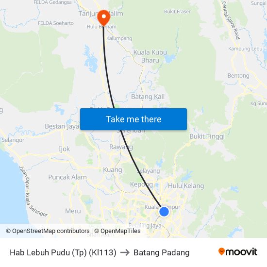 Hab Lebuh Pudu (Tp) (Kl113) to Batang Padang map