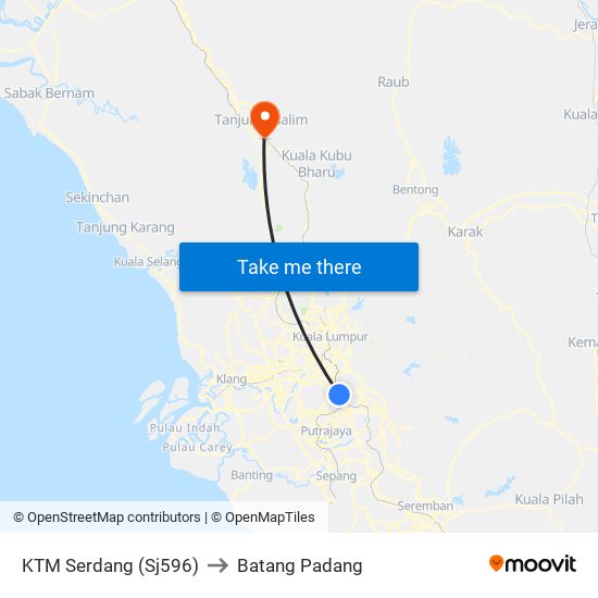 KTM Serdang (Sj596) to Batang Padang map