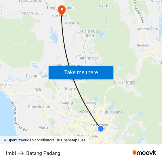 Imbi to Batang Padang map