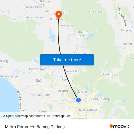 Metro Prima to Batang Padang map