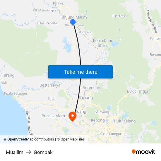 Muallim to Gombak map