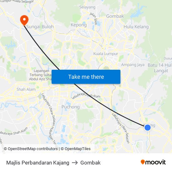 Majlis Perbandaran Kajang to Gombak map