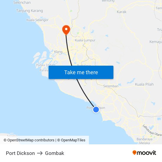Port Dickson to Gombak map