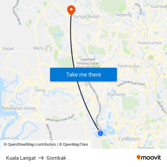 Kuala Langat to Gombak map