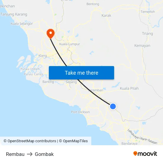 Rembau to Gombak map