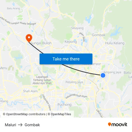 Maluri to Gombak map
