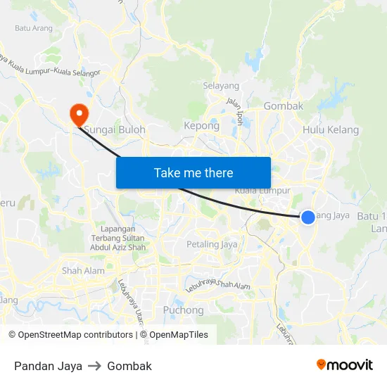 Pandan Jaya to Gombak map