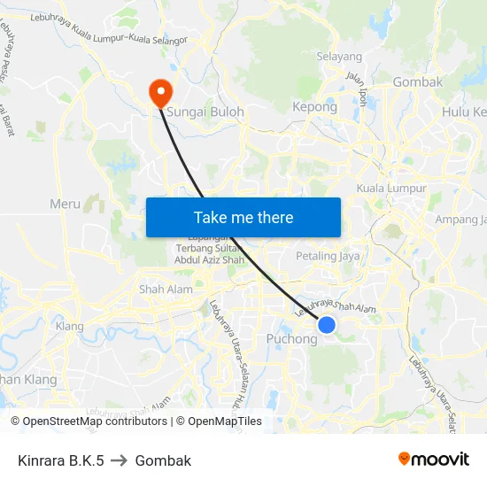 Kinrara B.K.5 to Gombak map