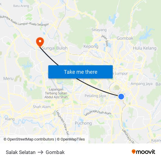 Salak Selatan to Gombak map