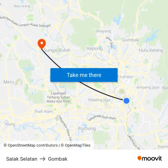 Salak Selatan to Gombak map