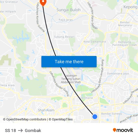 SS 18 to Gombak map