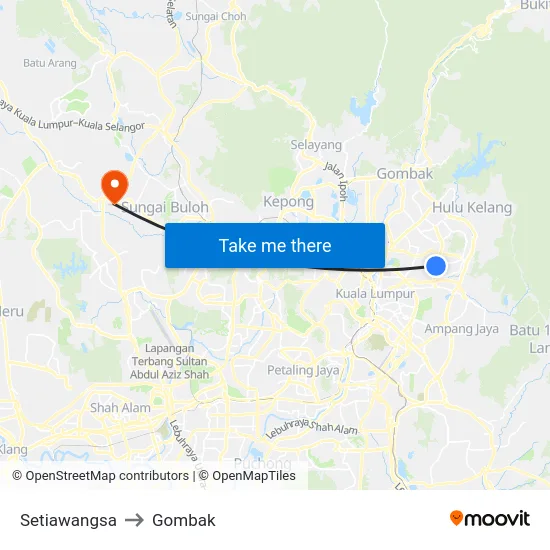 Setiawangsa to Gombak map