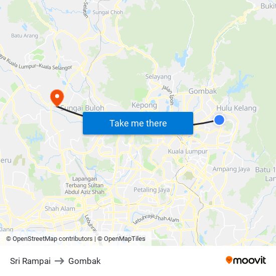 Sri Rampai to Gombak map