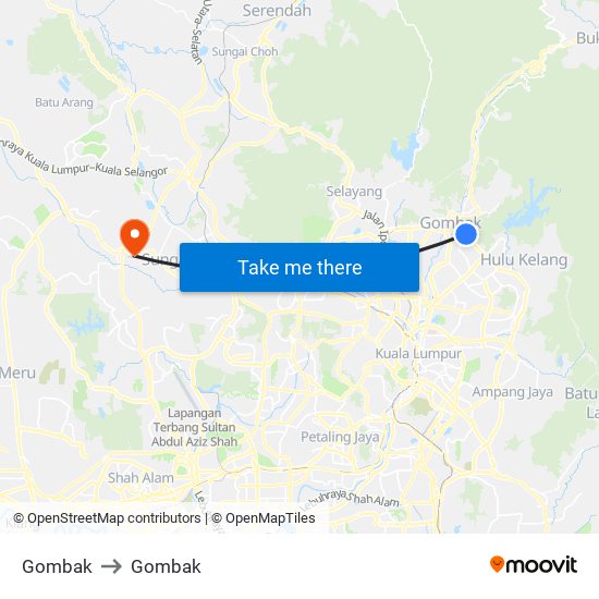 Gombak to Gombak map
