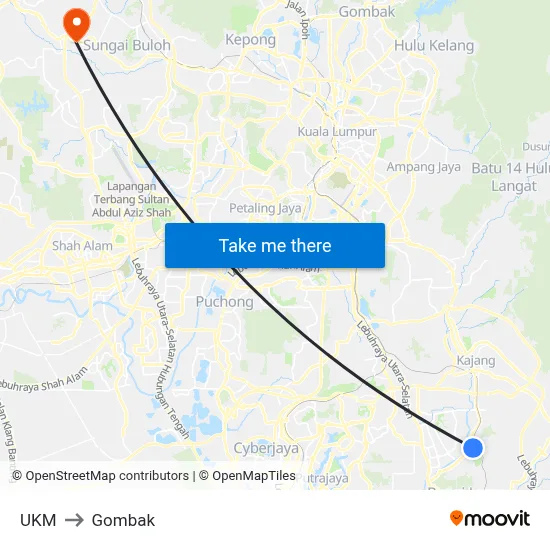 UKM to Gombak map