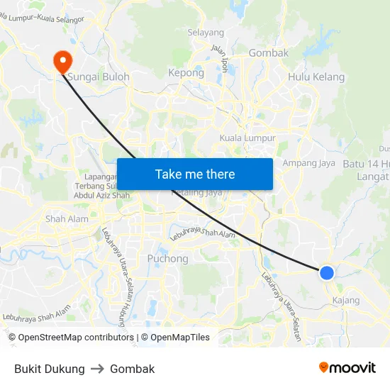 Bukit Dukung to Gombak map