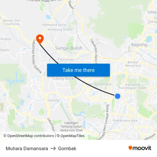 Mutiara Damansara to Gombak map