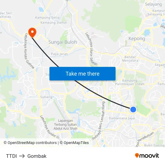TTDI to Gombak map