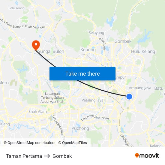 Taman Pertama to Gombak map