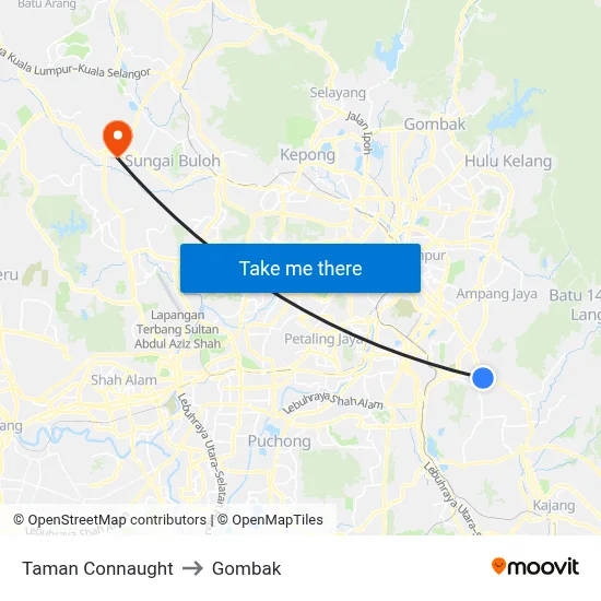 Taman Connaught to Gombak map