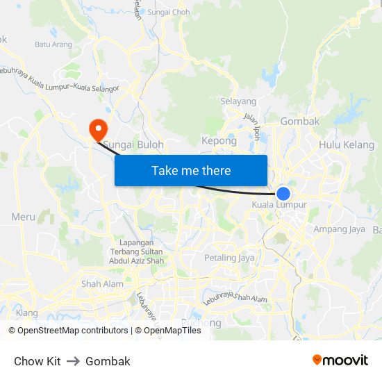 Chow Kit to Gombak map