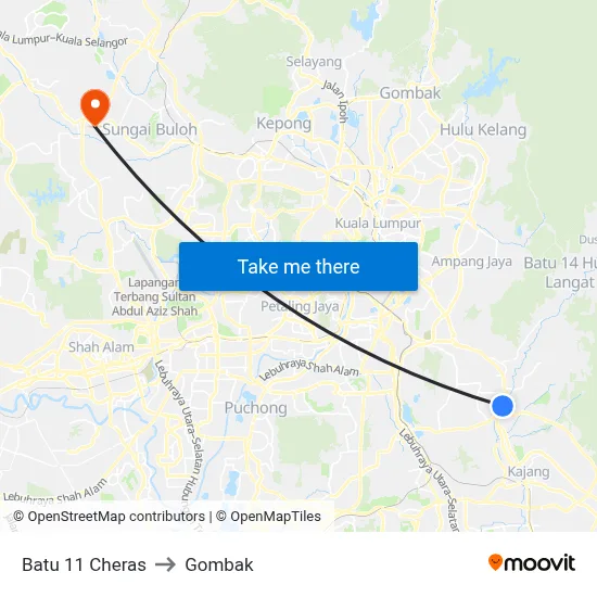 Batu 11 Cheras to Gombak map