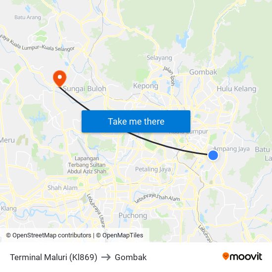 Terminal Maluri (Kl869) to Gombak map
