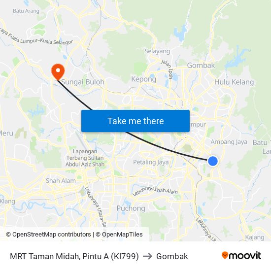 MRT Taman Midah, Pintu A (Kl799) to Gombak map