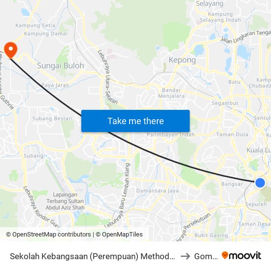 Sekolah Kebangsaan (Perempuan) Methodist 1 & 2 (Kl1082) to Gombak map