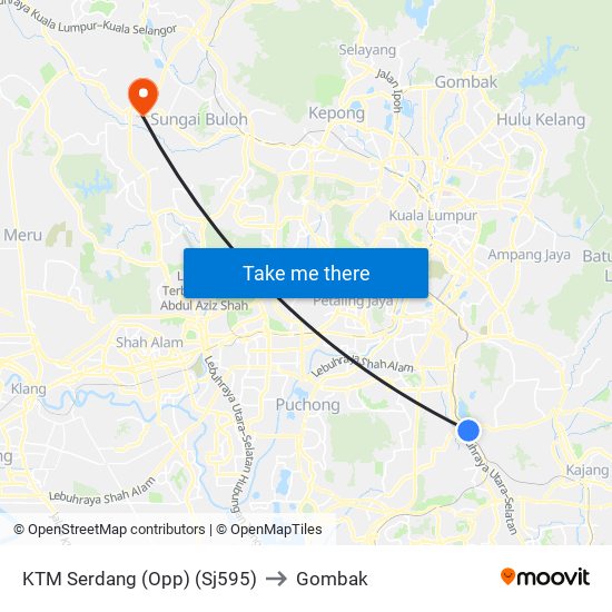 KTM Serdang (Opp) (Sj595) to Gombak map