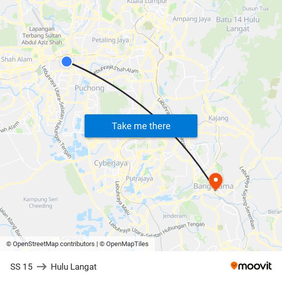 SS 15 to Hulu Langat map