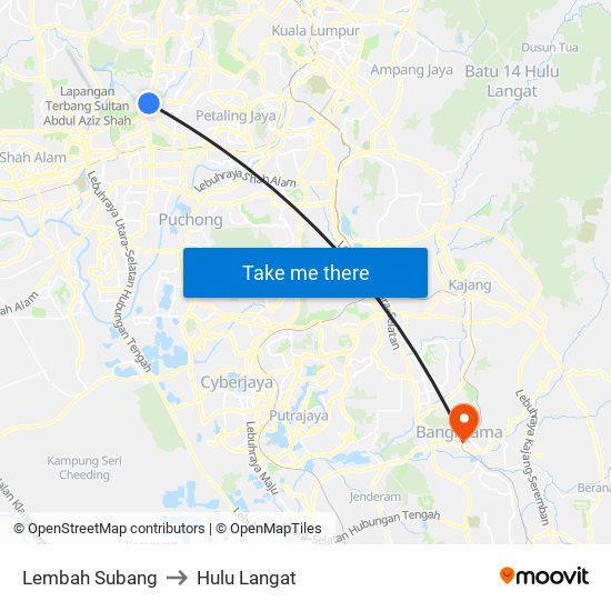 Lembah Subang to Hulu Langat map