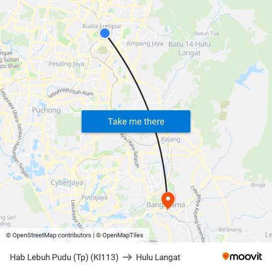 Hab Lebuh Pudu (Tp) (Kl113) to Hulu Langat map