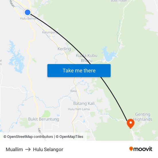 Muallim to Hulu Selangor map