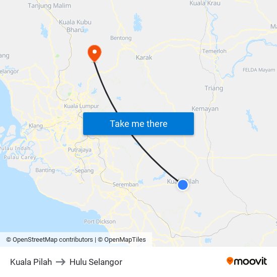 Kuala Pilah to Hulu Selangor map