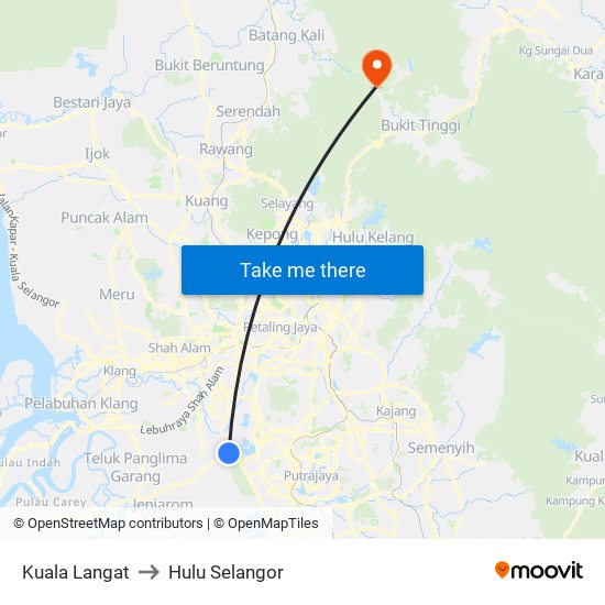 Kuala Langat to Hulu Selangor map