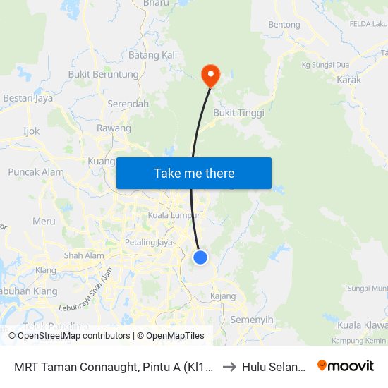 MRT Taman Connaught, Pintu A (Kl1792) to Hulu Selangor map