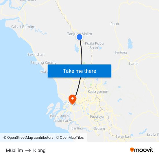 Muallim to Klang map