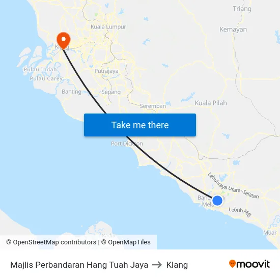 Majlis Perbandaran Hang Tuah Jaya to Klang map