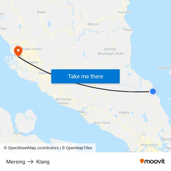 Mersing to Klang map