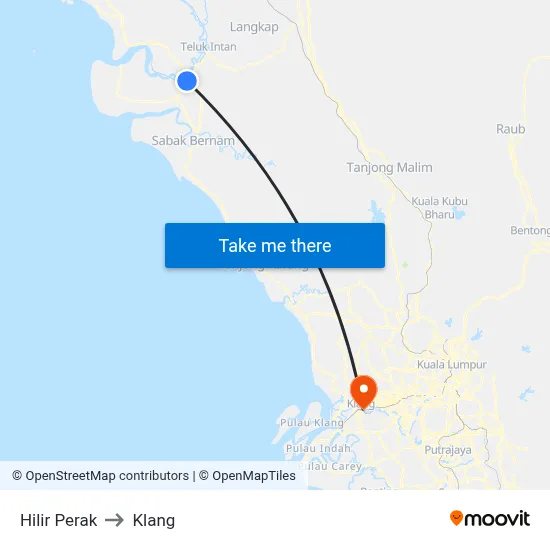 Hilir Perak to Klang map