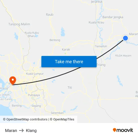 Maran to Klang map